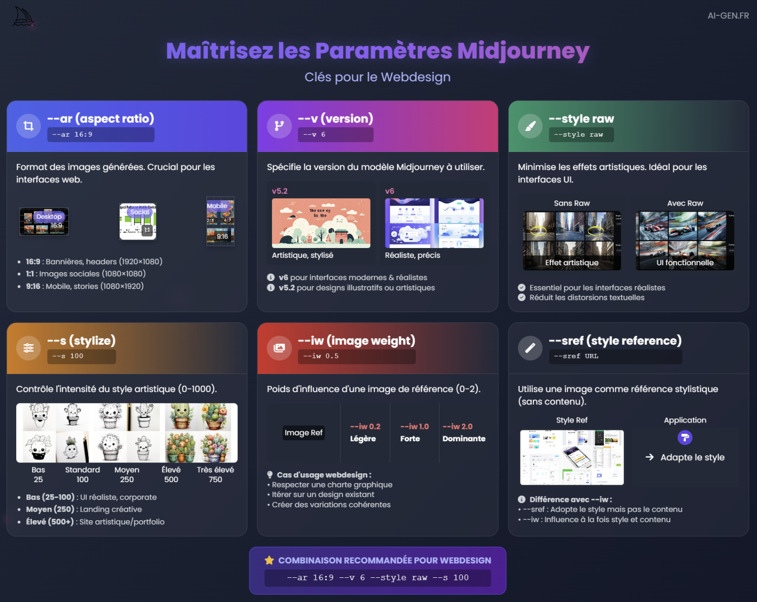 paramètres midjourney tuto pour webdesigner