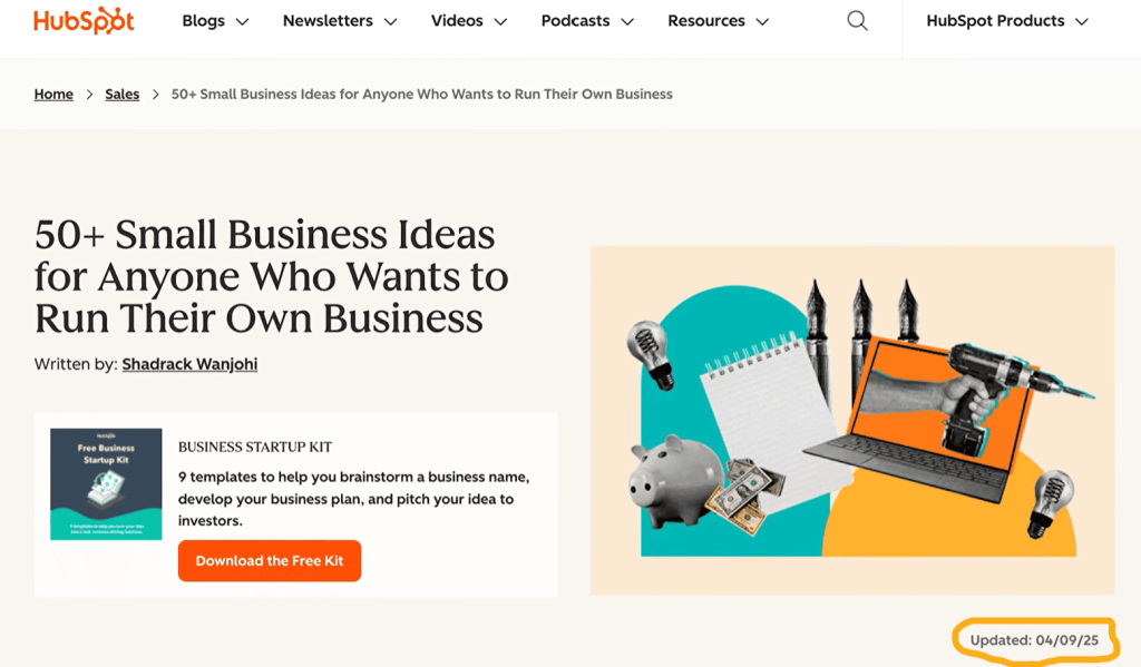 Cas d'école : article HubSpot mis à jour, analyse GEO