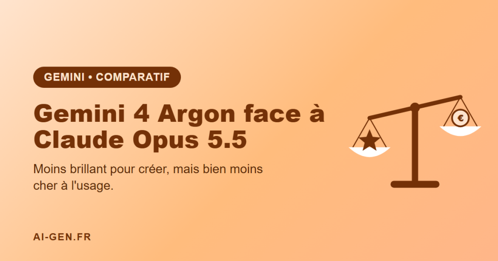 Gemini 4 Argon face à Claude Opus 5.5 : une balance entre la qualité et le prix